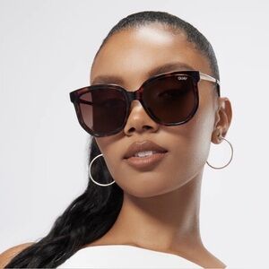 Quay Australia Sunglasses Coffee Run Polarized Brown Tortoise